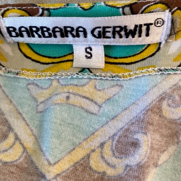 Barbara Gerwit Turquoise & Brown Chain Rope Print Tunic Dress - S - Picture 8 of 9